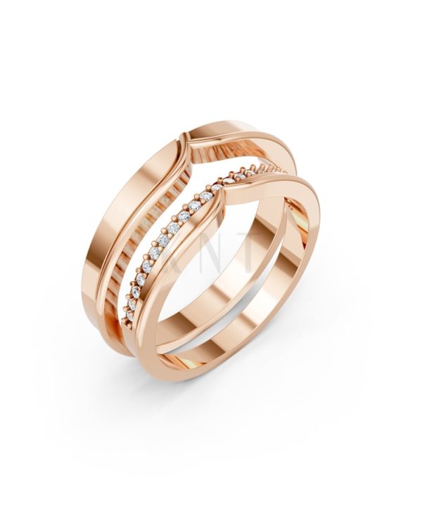 Nhẫn cưới TG4 vàng hồng Rose Gold họa tiết ấn tượng, cá tính