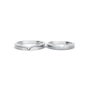 Nhẫn cưới TG4 vàng trắng White Gold thiết kế trẻ trung, hiện đại