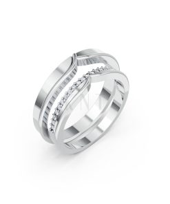 Nhẫn cưới TG4 vàng trắng White Gold kiểu dáng hiện đại, nổi bật