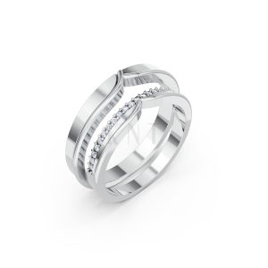 Nhẫn cưới TG4 vàng trắng White Gold kiểu dáng hiện đại, nổi bật