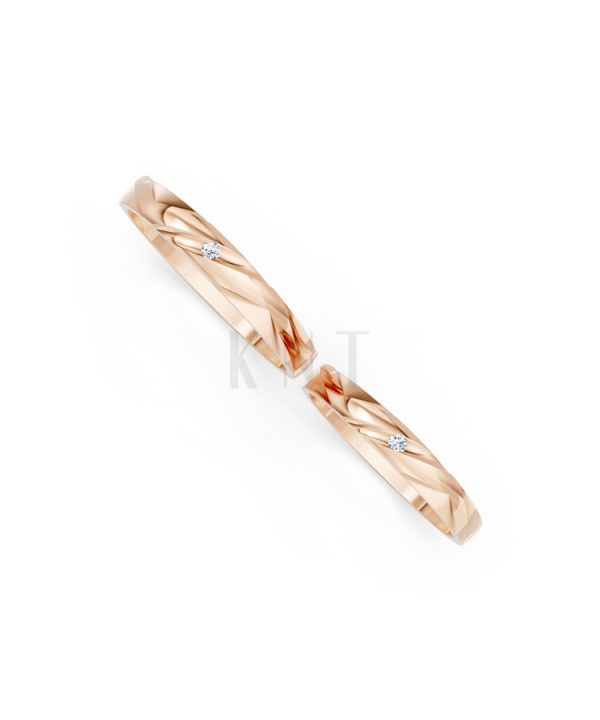 Nhẫn cưới TG6 vàng hồng Rose Gold thiết kế phá cách, sang trọng