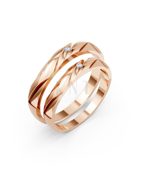 Nhẫn cưới TG6 vàng hồng Rose Gold họa tiết ấn tượng, cá tính