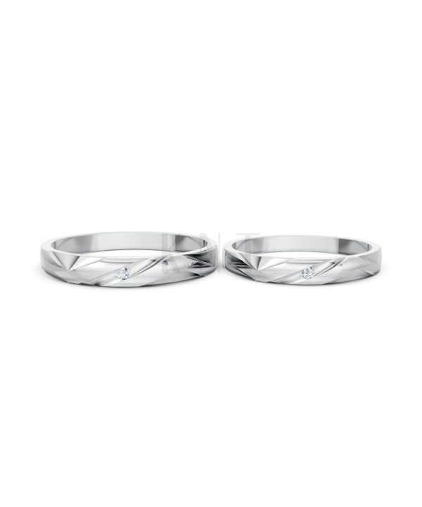 Nhẫn cưới TG6 vàng trắng White Gold vàng sáng, đường nét sắc sảo, tinh tế
