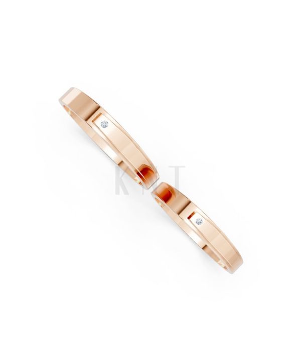 Nhẫn cưới TG7 vàng hồng Rose Gold vàng đẹp, kiểu dáng trẻ trung, độc đáo