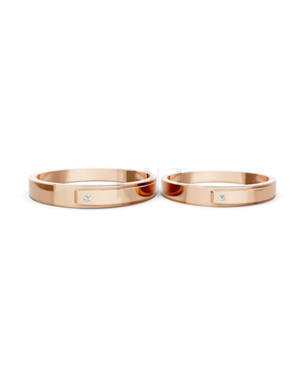 Nhẫn cưới TG7 vàng hồng Rose Gold thiết kế đối xứng, phong cách, ấn tượng