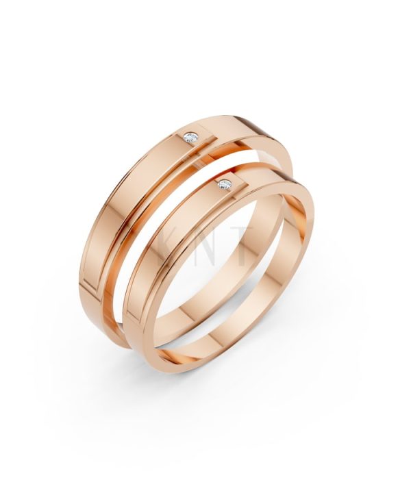 Nhẫn cưới TG7 vàng hồng Rose Gold họa tiết ấn tượng, cá tính