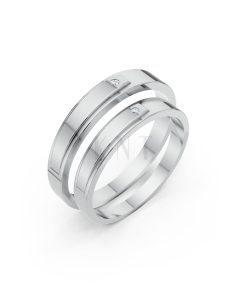 Nhẫn cưới TG7 vàng trắng White Gold kiểu dáng hiện đại, nổi bật