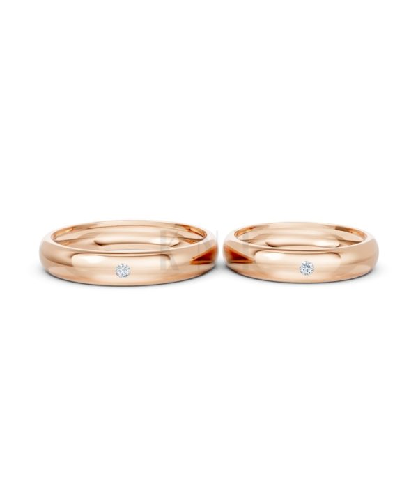 Nhẫn cưới TG8 vàng hồng Rose Gold thiết kế đối xứng, phong cách, ấn tượng
