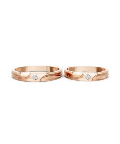 Nhẫn cưới TG9 vàng hồng Rose Gold vàng đẹp, kiểu dáng trẻ trung, độc đáo