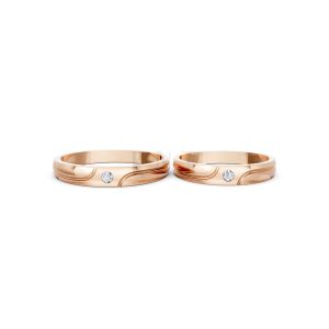 Nhẫn cưới TG9 vàng hồng Rose Gold vàng đẹp, kiểu dáng trẻ trung, độc đáo