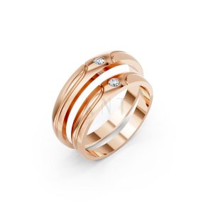 Nhẫn cưới TG9 vàng hồng Rose Gold họa tiết ấn tượng, cá tính