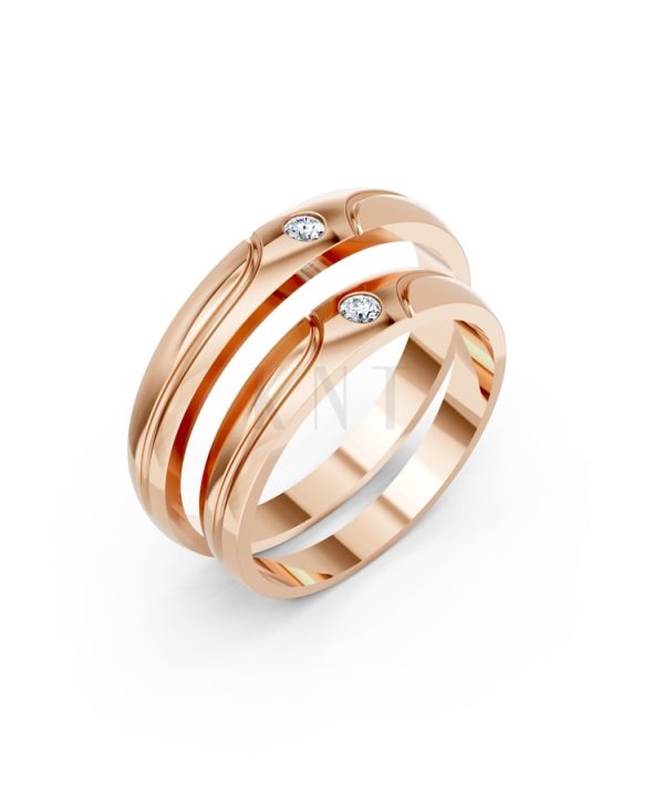 Nhẫn cưới TG9 vàng hồng Rose Gold họa tiết ấn tượng, cá tính