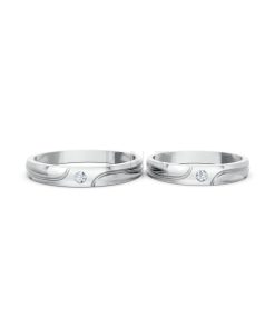 Nhẫn cưới TG9 vàng trắng White Gold kiểu dáng cá tính, hiện đại