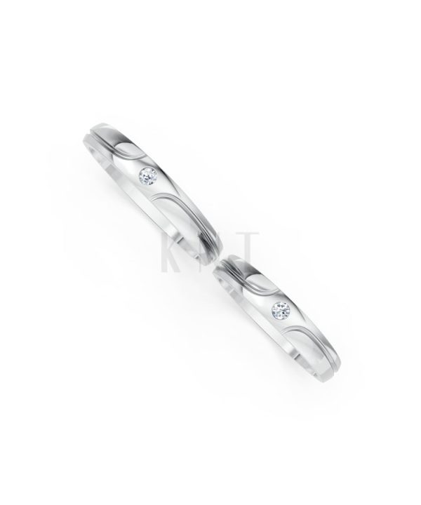 Nhẫn cưới TG9 vàng trắng White Gold vàng sáng, đường nét sắc sảo, tinh tế