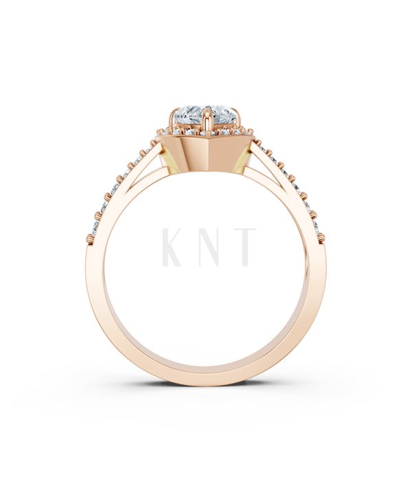 Nhẫn đính hôn R11 màu vàng hồng Rose Gold vàng đẹp, họa tiết hình học, độc đáo