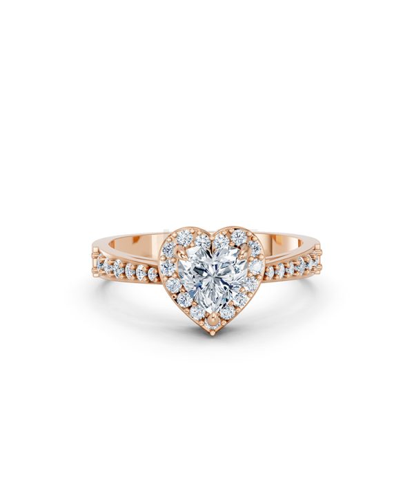 Nhẫn đính hôn R11 màu vàng hồng Rose Gold thiết kế đối xứng, phong cách, ấn tượng