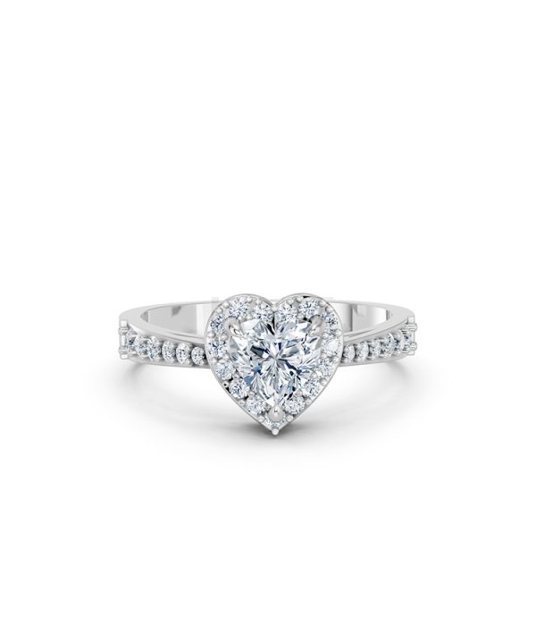 Nhẫn đính hôn R11 màu vàng trắng White Gold vàng sáng bóng, thiết kế trẻ trung