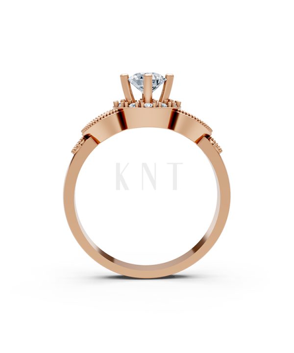 Nhẫn đính hôn R113 màu vàng hồng Rose Gold phong cách trẻ trung, nổi bật