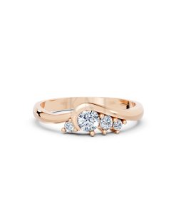 Nhẫn đính hôn R17 màu vàng hồng Rose Gold thiết kế đối xứng, phong cách, ấn tượng