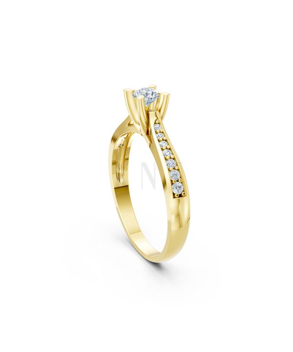 Nhẫn đính hôn R19 màu Vàng Gold thiết kế phá cách, sang trọng