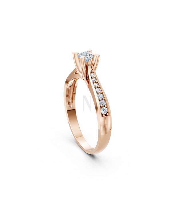 Nhẫn đính hôn R19 màu vàng hồng Rose Gold phong cách trẻ trung, nổi bật