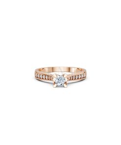 Nhẫn đính hôn R19 màu vàng hồng Rose Gold thiết kế đối xứng, phong cách, ấn tượng
