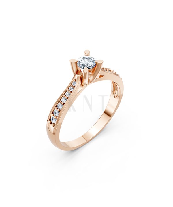 Nhẫn đính hôn R19 màu vàng hồng Rose Gold họa tiết ấn tượng, cá tính