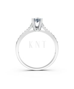 Nhẫn đính hôn R19 màu vàng trắng White Gold vàng sáng bóng, thiết kế trẻ trung