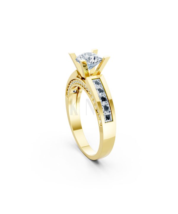 Nhẫn đính hôn R202 thiết kế solitaire đá chủ lớn sang trọng màu Vàng Gold vàng 10K/14K/18K/607 đính đá nhỏ, thanh lịch