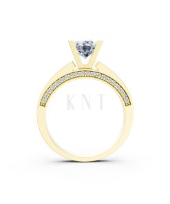 Nhẫn đính hôn R202 thiết kế solitaire đá chủ lớn sang trọng màu Vàng Gold đính đá trắng, thiết kế phá cách, sang trọng