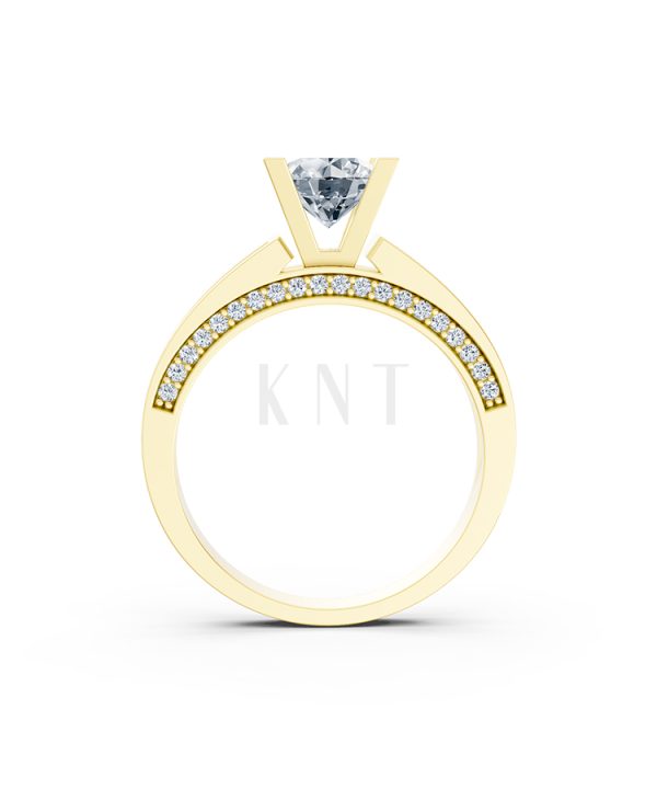 Nhẫn đính hôn R202 thiết kế solitaire đá chủ lớn sang trọng màu Vàng Gold đính đá trắng, thiết kế phá cách, sang trọng