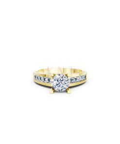 Nhẫn đính hôn R202 thiết kế solitaire đá chủ lớn sang trọng màu Vàng Gold mặt nhẫn chạm khắc tinh xảo, độc đáo