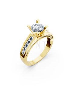 Nhẫn đính hôn R202 thiết kế solitaire đá chủ lớn sang trọng màu Vàng Gold thiết kế tinh tế, sang trọng