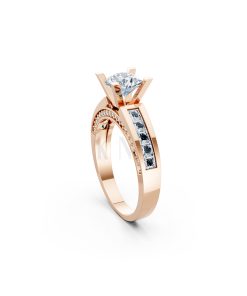 Nhẫn đính hôn R202 thiết kế solitaire đá chủ lớn sang trọng màu vàng hồng Rose Gold thiết kế đối xứng, phong cách, ấn tượng
