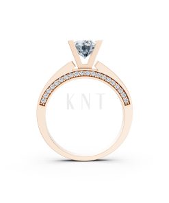 Nhẫn đính hôn R202 thiết kế solitaire đá chủ lớn sang trọng màu vàng hồng Rose Gold vàng đẹp, họa tiết hình học, độc đáo