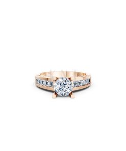 Nhẫn đính hôn R202 thiết kế solitaire đá chủ lớn sang trọng màu vàng hồng Rose Gold cặp đôi, phong cách trẻ trung, nổi bật