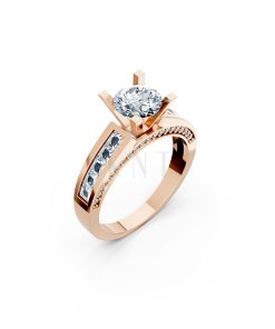Nhẫn đính hôn R202 thiết kế solitaire đá chủ lớn sang trọng màu vàng hồng Rose Gold họa tiết ấn tượng, cá tính