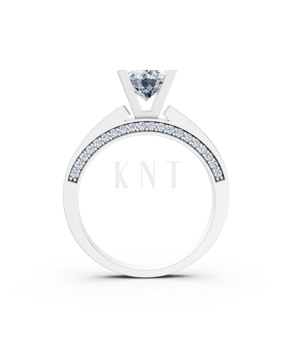 Nhẫn đính hôn R202 thiết kế solitaire đá chủ lớn sang trọng màu vàng trắng White Gold vàng sáng bóng, thiết kế trẻ trung