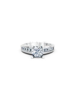 Nhẫn đính hôn R202 thiết kế solitaire đá chủ lớn sang trọng màu vàng trắng White Gold kiểu dáng cá tính, hiện đại