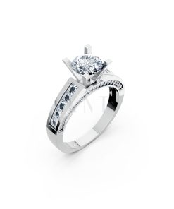 Nhẫn đính hôn R202 thiết kế solitaire đá chủ lớn sang trọng màu vàng trắng White Gold kiểu dáng hiện đại, nổi bật