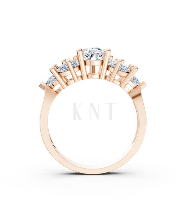 NHẪN ĐÍNH HÔN ĐÁ US - R211 - QUYẾN RŨ, QUÝ PHÁI màu vàng hồng Rose Gold thiết kế đối xứng, phong cách, ấn tượng