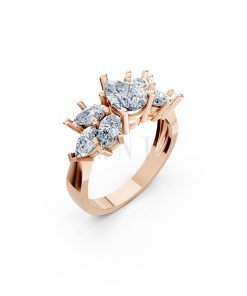 NHẪN ĐÍNH HÔN ĐÁ US - R211 - QUYẾN RŨ, QUÝ PHÁI màu vàng hồng Rose Gold họa tiết ấn tượng, cá tính