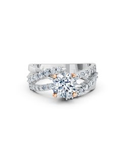 Nhẫn đính hôn R214 thiết kế hai dải uốn lượn đính đá nổi bật phối màu Dual Color thiết kế đối xứng, phong cách, ấn tượng