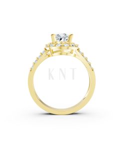 Nhẫn đính hôn R215 thiết kế đá chủ kiểu giọt nước hiện đại màu Vàng Gold vàng 10K/14K/18K/607 đính đá nhỏ, thanh lịch