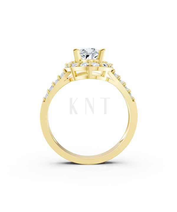 Nhẫn đính hôn R215 thiết kế đá chủ kiểu giọt nước hiện đại màu Vàng Gold vàng 10K/14K/18K/607 đính đá nhỏ, thanh lịch