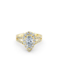 Nhẫn đính hôn R215 thiết kế đá chủ kiểu giọt nước hiện đại màu Vàng Gold mặt nhẫn chạm khắc tinh xảo, độc đáo