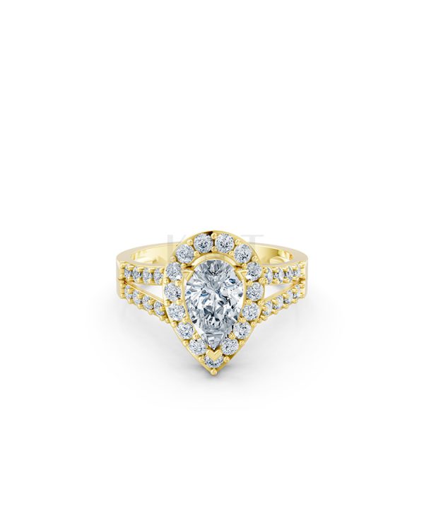 Nhẫn đính hôn R215 thiết kế đá chủ kiểu giọt nước hiện đại màu Vàng Gold mặt nhẫn chạm khắc tinh xảo, độc đáo