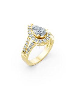 Nhẫn đính hôn R215 thiết kế đá chủ kiểu giọt nước hiện đại màu Vàng Gold thiết kế tinh tế, sang trọng