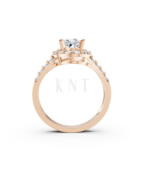 Nhẫn đính hôn R215 thiết kế đá chủ kiểu giọt nước hiện đại màu vàng hồng Rose Gold vàng đẹp, họa tiết hình học, độc đáo
