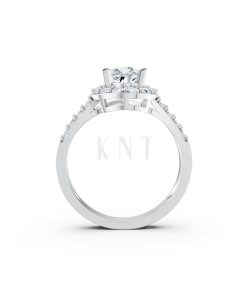 Nhẫn đính hôn R215 thiết kế đá chủ kiểu giọt nước hiện đại màu vàng trắng White Gold kiểu dáng cá tính, hiện đại
